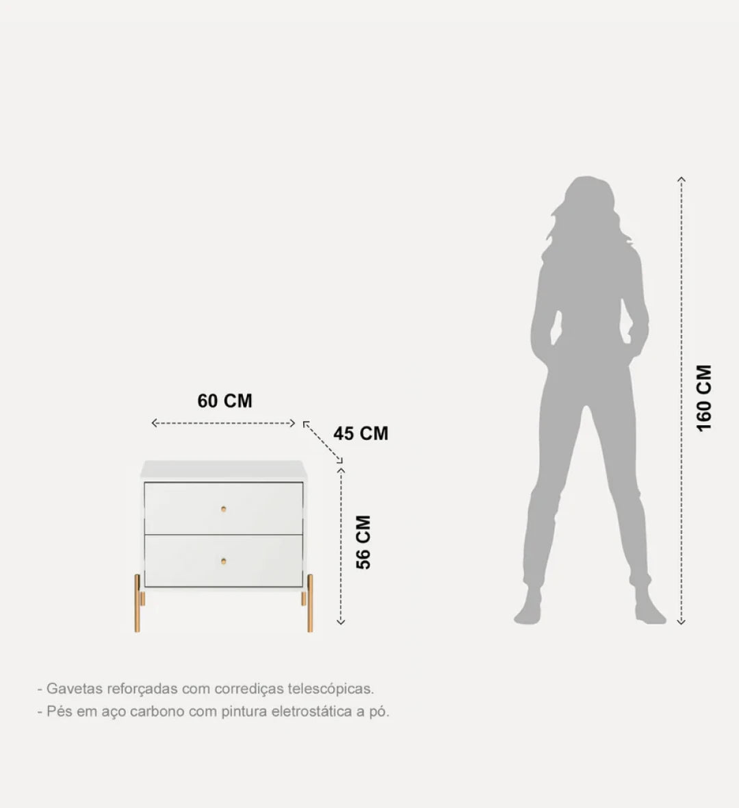 Mesa de Cabeceira Jasper 64cm - Provincia