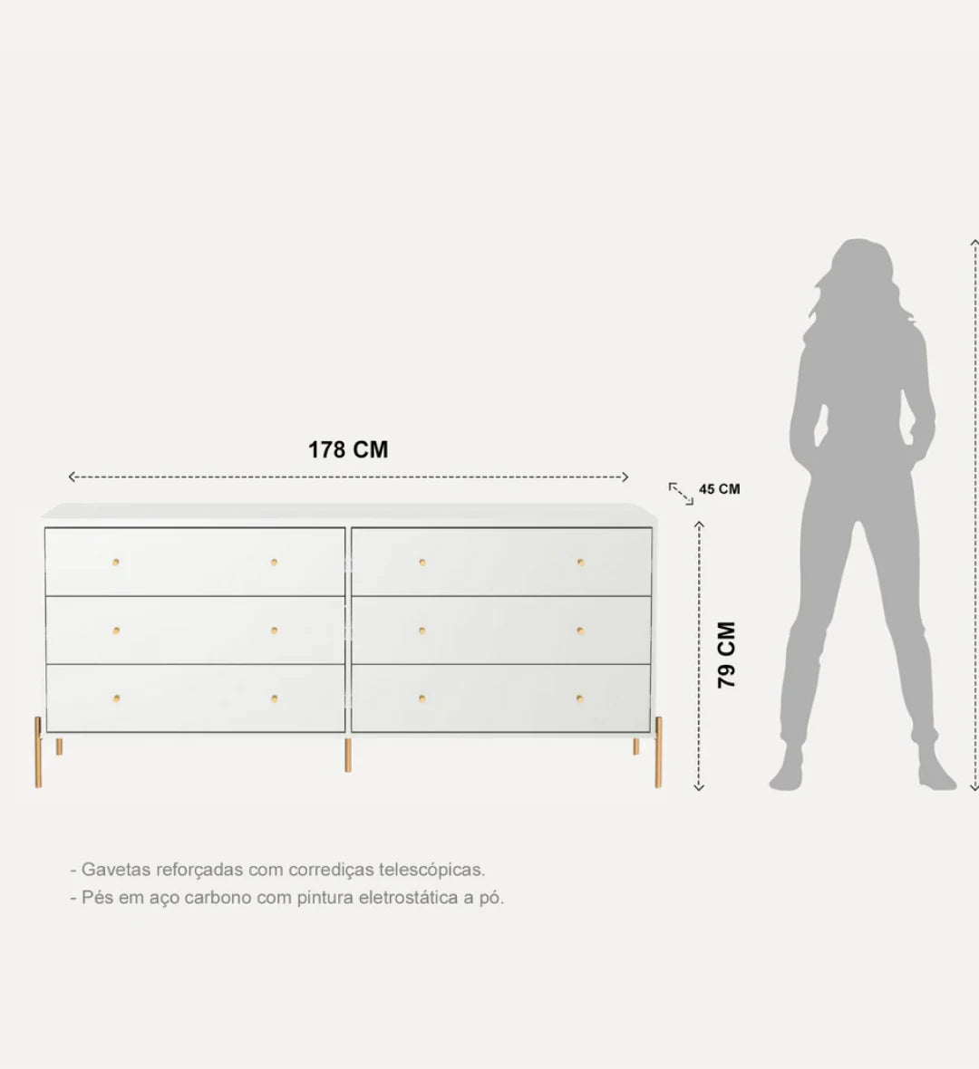 Cômoda 6 Gavetas Jasper 182 cm - Província