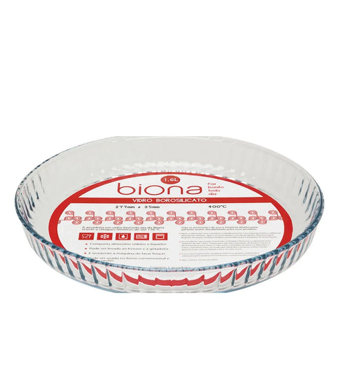 Assadeira De Vidro Canelada Redonda 1.6L  - Biona